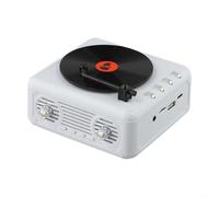 snowchecking Haut-parleur portable style vintage avec radio FM, sortie 5 W, ports USB et cartes TF, design compact pour pique-nique ou fête (blanc)
