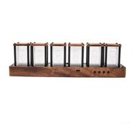 snowchecking Kit d'horloge lumineuse RVB avec 4 tubes ou 6 tubes en acrylique ABS et bois de noyer naturel pour décoration de salon (6 tubes)