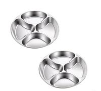 snowchecking Lot de 2 assiettes à dessert en acier inoxydable avec séparateurs, plateau de séparation résistant à la chaleur de 24 cm pour la préparation des aliments, le service et la salle à manger