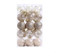 Snowchecking Lot de 30 boules de Noël en plastique incassable de 6 cm avec finitions mélangées pour sapin de Noël, décorations de fête de mariage (pour champagne doré)