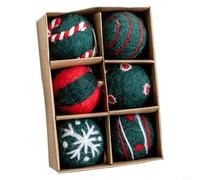 Snowchecking Lot de 36 boules décoratives en feutre de laine, pour sapin de Noël, 3 cm et 6 boules décoratives de 5 cm, avec corde de chanvre, formes bonhomme de neige, flocons de neige, pour vacances