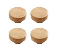 Snowchecking Lot de 4 boutons de tiroir ronds en bois de 30 mm, boutons de porte de placard avec vis pour placard, armoire, matériel de meubles (35 mm)