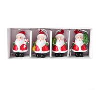 Snowchecking Lot de 4 décorations de sapin de Noël en résine pour sapin de Noël - Mini maison de Père Noël - Chien et chat - Décoration d'intérieur festive (Père Noël)