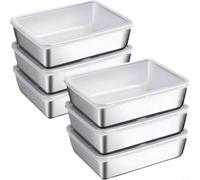 Snowchecking Lot de 6 boîtes de conservation en acier inoxydable avec couvercles transparents, design empilable peu encombrant, pour cuisine et restauration, assiettes à vaisselle carrées, pour les