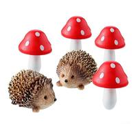 Snowchecking Lot de 6 mini figurines de hérisson et champignon en résine pour décoration créative de jardin