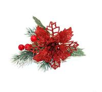 Snowchecking Lot de 6 ronds de serviette de table fabriqués à la main Motif branche de pin et baies d'hiver Rouge et vert