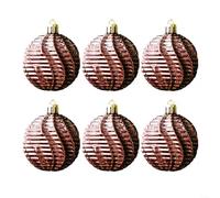 Snowchecking Lot de boules de Noël transparentes galvanisées de 6 cm en plastique à suspendre pour fête de vacances et décoration d'intérieur festive (marron)