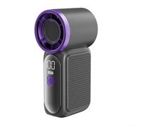 Snowchecking Mini ventilateur portable de 8,9 cm, 6 vitesses, affichage LED, moteur turbo 16900 tr/min, batterie rechargeable 3000 mAh, port de charge USB (noir)