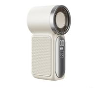 Snowchecking Mini ventilateur portable de 8,9 cm, 6 vitesses, affichage LED, moteur turbo 16900 tr/min, batterie rechargeable 3000 mAh, port de charge USB (blanc)