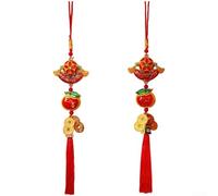 snowchecking Ornements à suspendre en flanelle pour le Nouvel An chinois 2026 - Décoration pour l'année du cheval - Motif poisson et nœud chinois - Rouge (B)