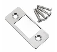 Snowchecking Plaque de gâche pour réparation de serrure de porte en acier inoxydable - Solution de désalignement à large trou - Loquet de fixation à bord étroit - Vis incluses - Noir argenté (1 pièce