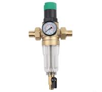 snowchecking Régulateur de pression d'eau avec filtre à contre-courant et manomètre, vannes en laiton résistantes à la désincification pour plomberie domestique, DN15 DN20 DN25(DN15)