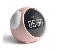 snowchecking Réveil pixel mignon avec veilleuse à commande vocale, double alarme et répétition, affichage de la température, horloge de bureau LED rechargeable 1500 mAh pour chambre à coucher (rose)