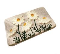 Snowchecking Tapis de bain rectangulaire en microfibre absorbant avec revers antidérapant, doux, lavable en machine, motif rectangulaire coloré, 0,4 x 6,3 cm (blanc)