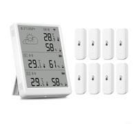 snowchecking Thermomètre hygromètre intelligent WiFi Capteur d'humidité RF433 avec écran LCD Station de base 100 m Compatible avec l'application Tuya (1 moniteur + 8 capteurs)