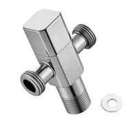 Snowchecking Vanne d'angle triangulaire à ouverture rapide, butée bidirectionnelle en acier inoxydable avec filetage G1/2, noyau, pour robinet de salle de bain et cuisine, argent (argent)
