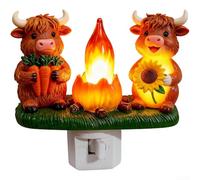 snowchecking Veilleuse LED en forme de lapin de Pâques avec lueur douce et chaude, construction compacte en résine métallique et PVC, décoration animale rose pour chambre à coucher ou salon (vache)