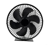 snowchecking Ventilateur de cheminée alimenté par la chaleur avec 6 pales et couvercle de protection, ventilateur silencieux pour poêle à bois pour la maison, plage de fonctionnement 50-400 °C, noir
