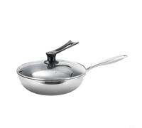 Snowchecking Wok anti-adhésif en acier inoxydable 32 cm avec couvercle - Compatible avec induction - Compatible avec les sautés (A)