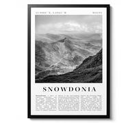 Snowdonia Print Poster paysage du Pays de Galles Art mural moderne noir et blanc, décoration de voyage, photographie d'archivage mate 1991, A1 (encadré), 84,1 x 59,4 cm
