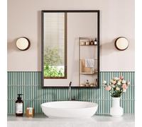 Snowdool Miroir Mural Noir, Cadre rectangulaire 60 x 90 cm, à Suspendre horizontalement ou verticalement, décoratif pour Dressing, Salle de Bain, Chambre, Salon