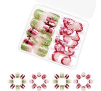Snowflake Complexe Complexe Bâton Sur Les Ongles Des Ongles Artificiels Scintillants Fausses Presse De Noël Sur Les Filles Beaux Carrés Faux Couverture Complète Bâton De Noël Presse