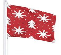 Snowflake Flag 3x5 FT Winter Christmas New Year Snow Mistletoe Tree Polka Dot Outdoor Flags Large Welcome Yard Banners Home Garden Yard Lawn Decor Red White