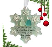 Snowflake Sea Glass Gratitude Keepsake - Ornement d'amitié Acrylique Fait à la Main, pièce de décoration d'arbre de Vacances, Accent Cadeau d'hiver Artistique | Trésor Symbolique pour l'affichage de