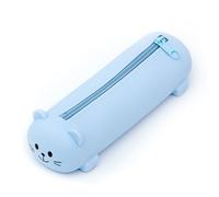 Snowflyk Trousse à Crayons en Silicone pour étudiant, Trousse à Crayons, Porte-Stylo d'école, Trousse à Crayons Portable pour Artistes et étudiants (Bleu 20 x 7 cm)