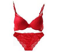 SnowFox Lumiere Ensemble soutien-gorge et culotte en dentelle pour femme, Rouge, 85B