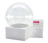 Snowglobe for You 40068 Kit de bricolage Boule à neige Do it Yourself avec boule en verre et base en polyrésine blanche carrée - 100 mm de diamètre - Boule à secouer individuelle - Boule à paillettes