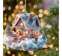 Snowhouse Décoration de Noël, maison de neige à suspendre, décoration de Noël en acrylique, château, maison de neige, décoration pour la maison, les vacances (blanc A, 1 pièce)
