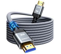Snowkids 8K Cable HDMI fibre optique 15m 2.1, Ultra Haut Débit 48Gbps 8K@60Hz 4K@120Hz Cordon HDMI, HDR10+ ARC eARC HDCP 2.2&2.3 Compatible avec TV PC Monitor Projecteur PS-5 X-box
