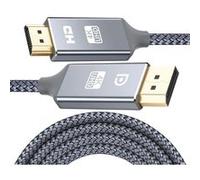 Snowkids Câble DisplayPort vers HDMI -1,8m 4K UHD Adaptateur Display Port vers HDMI - -Nylon tressé doré Non bidirectionnel DP to HDMI Ports Câble Compatible avec Dell, Lenovo,HP G