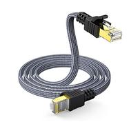 Snowkids Câble Ethernet Cat 7, Cable RJ45 Haut Débit 10Gbps 600MHz Cable Réseau Plat Nylon Câble Internet STP LAN Câble Compatible avec Routeur Modem Switch TV Box PC PS4/PS5 Consoles de Jeux(1m