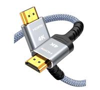 Snowkids Câble HDMI 4K 1.5M - Cable HDMI 2.0 par Ethernet en Nylon Tressé Supporte 3D/ Retour Audio - Cordon Hdmi pour Lecteur Blu-Ray/PS-5/ PS-4/ for Netfix/for Fire TV/Ecran - Gris