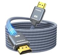 Snowkids Câble HDMI 4K 15m Câble HDMI par Ethernet en Nylon Tressé Supporte 3D/ Retour Audio - Cordon Hdmi pour Lecteur Blu-Ray/PS-3/ PS-4/ for Netfix/for Fire TV/Ecran - Gris