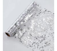 Snowkingdom Chemin de Table argenté à Paillettes - Rouleau de Chemin de Table en Maille argentée métallique de 28 cm x 125 m - Décorations de Table pour Mariage, fête d'anniversaire, Noël, fête
