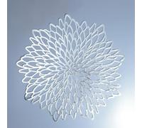 Snowkingdom Lot de 12 sets de table ronds en forme de fleur, en vinyle pressé métallisé, décoration pour les fêtes de fin d’année, Noël, argenté