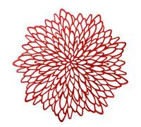 Snowkingdom Lot de 12 sets de table ronds en forme de fleur, en vinyle pressé métallisé, décoration pour Halloween, fête des mères, Noël, St Valentin, mariages, fêtes de fin d’années, rouge