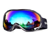 Snowledge Lunettes de Ski Masque de Snowboard pour Homme & Femme Anti-UV400, Anti-Buée, Coupe-Vent, Lunettes de Protection avec Grande Lentille OTG Sphérique (B-Fake Vert)