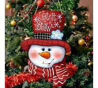 Snowman Christmas Decorations suspendues Ornements de Noël en Bois Signes de Porte en Bois 11,8x7,9 Pouces Signe de Porte de Noël avec Corde à Crochet pour fenêtre Fiche de Foyer décoration