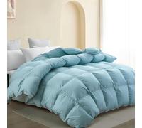 SNOWMAN Couette en Duvet d'oie Blanche pour Grand lit, Housse 100% Coton, Bleu