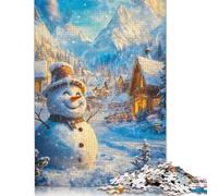 Snowman in Winter Wonderland Puzzle 1000 Pièces Cadeau Unique Jeu Éducatif Challenge Toy À De Qualité Supérieure Peinture Art pour Adultes Et Enfants À Partir De 14 Ans 1000pcs (75x50cm)