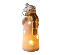 Snowman Lighted Decor - Indoor Ceramic Centerpiece, Winter Glowing Tabletop | Ceramic Snowman Centerpiece - Built-In LED Glow, Matte White Finish, Carrot Nose Detail, Scarf Accent Painting, Battery-
