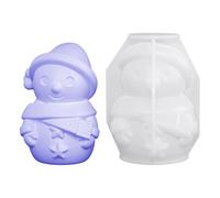 Snowman Mould, 3D Silicone Christmas Mold with 3.82x4.57in & 3.5x4.61in Sizes, Epoxy Candle Soap Mold, for Winter Holiday Crafts Home Decor Cake Wedding, White