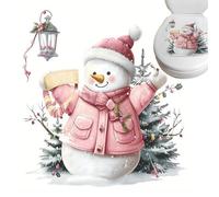 Snowman Pattern Wall Decals - PVC Window Door Sticker, Easy Peel Home Decoration | Snowman Design Apartment Lavatory Bedroom Hotel Washroom Usage Window Door Wall Decor