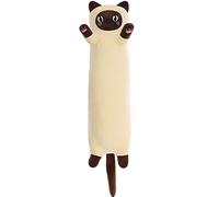 SNOWOLF Coussin Doux en Peluche pour Chat - Long Throw - Coton - Coussin Douillet - Poupée en Peluche - Jouet en Peluche - Cadeau (Beige, 90 cm)