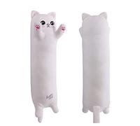 SNOWOLF Coussin Doux en Peluche pour Chat - Long Throw - Coton - Coussin Douillet - Poupée en Peluche - Jouet en Peluche - Cadeau (Blanc, 110 cm)