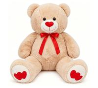 SNOWOLF Ours en Peluche géant XXL - avec Yeux Boutons - 110 cm - Grand Ours en Peluche Doux - Cadeau pour Un Anniversaire, la Saint-Valentin ou Noël (1,1 m, Marron Clair)